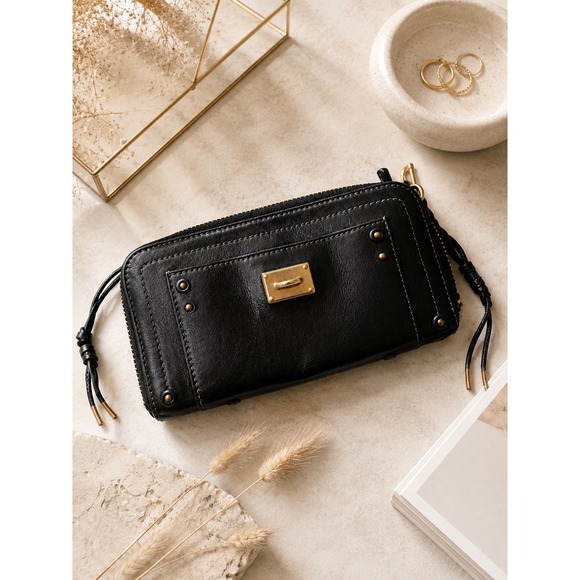 Chloe Handbags - Chloe Paddington Black Leather Zippy Wallet Brass Hardware Turn Lock Woth COA